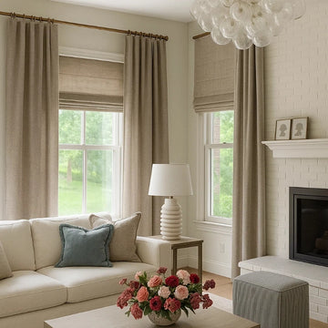 OUOIO 100% Blackout Premium Linen Flax Curtain Pleated