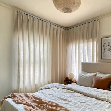 OUOIO Blackout Pinch Pleated Linen Curtain Drapery