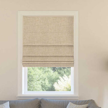 OUOIO Custom 100% Blackout Linen Roman Shades