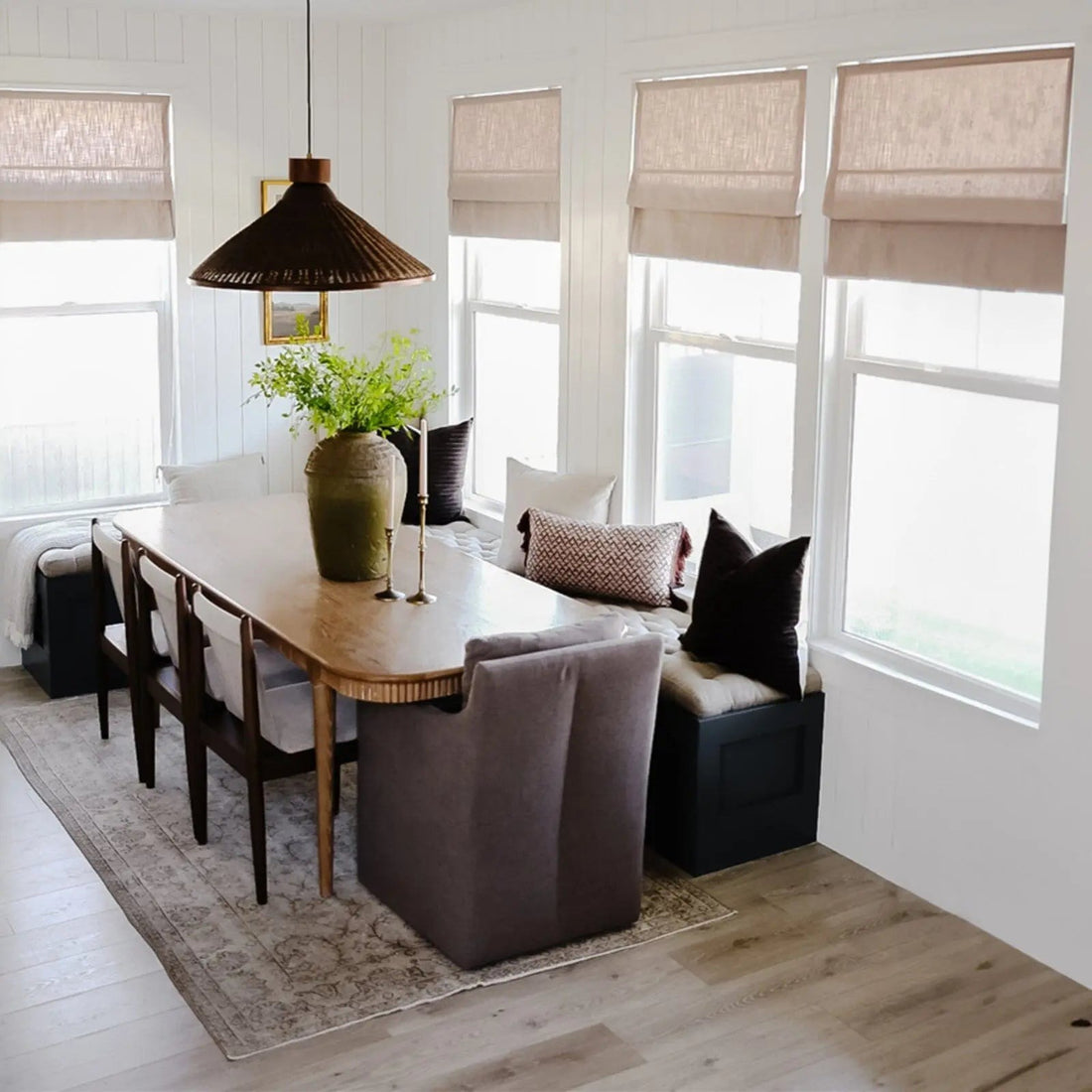 OUOIO Custom Light Filtering Linen Roman Shades