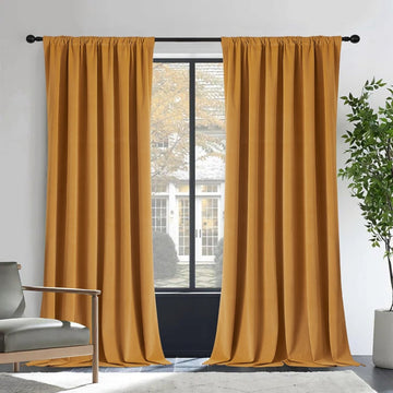 Ouoio Velvet Blackout Thermal Insulated Curtains - 2 Panels