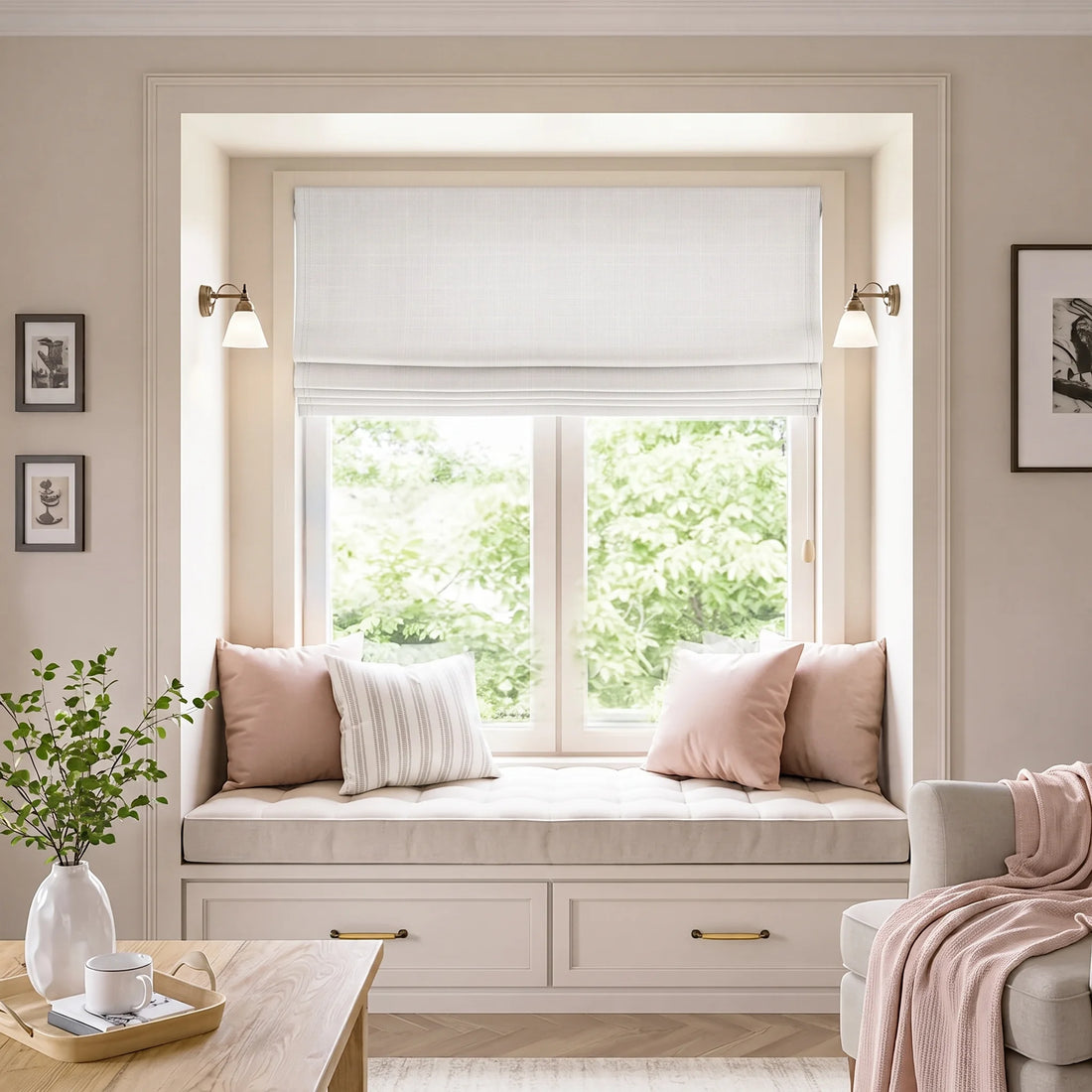Aster Linen Light Filtering Custom Roman Shade | OUOIO