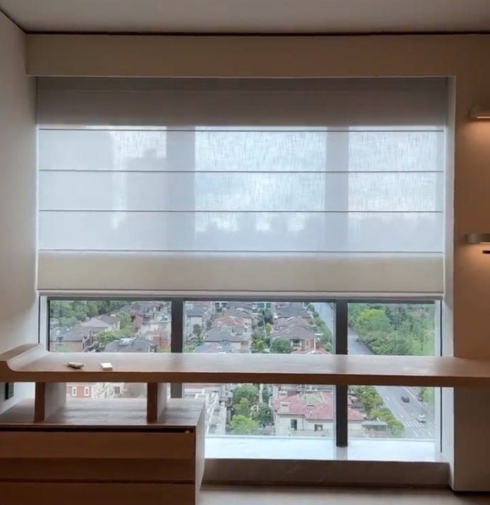 OUOIO Motorized Roman Shades & Roller Blinds Double Blackout