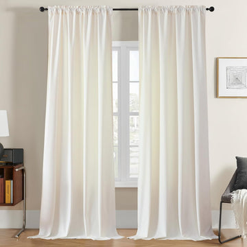 OUOIO White Velvet Curtains 84 inch Length 2 Panels, Luxury Blackout Rod Pocket Thermal Insulated Window Curtains, Super Soft Room Darkening Drapes for Living Dining Room Bedroom,W52 x L84 inches