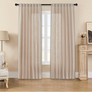 Ouoio Semi-Sheer Linen Curtains Light Filtering Curtains