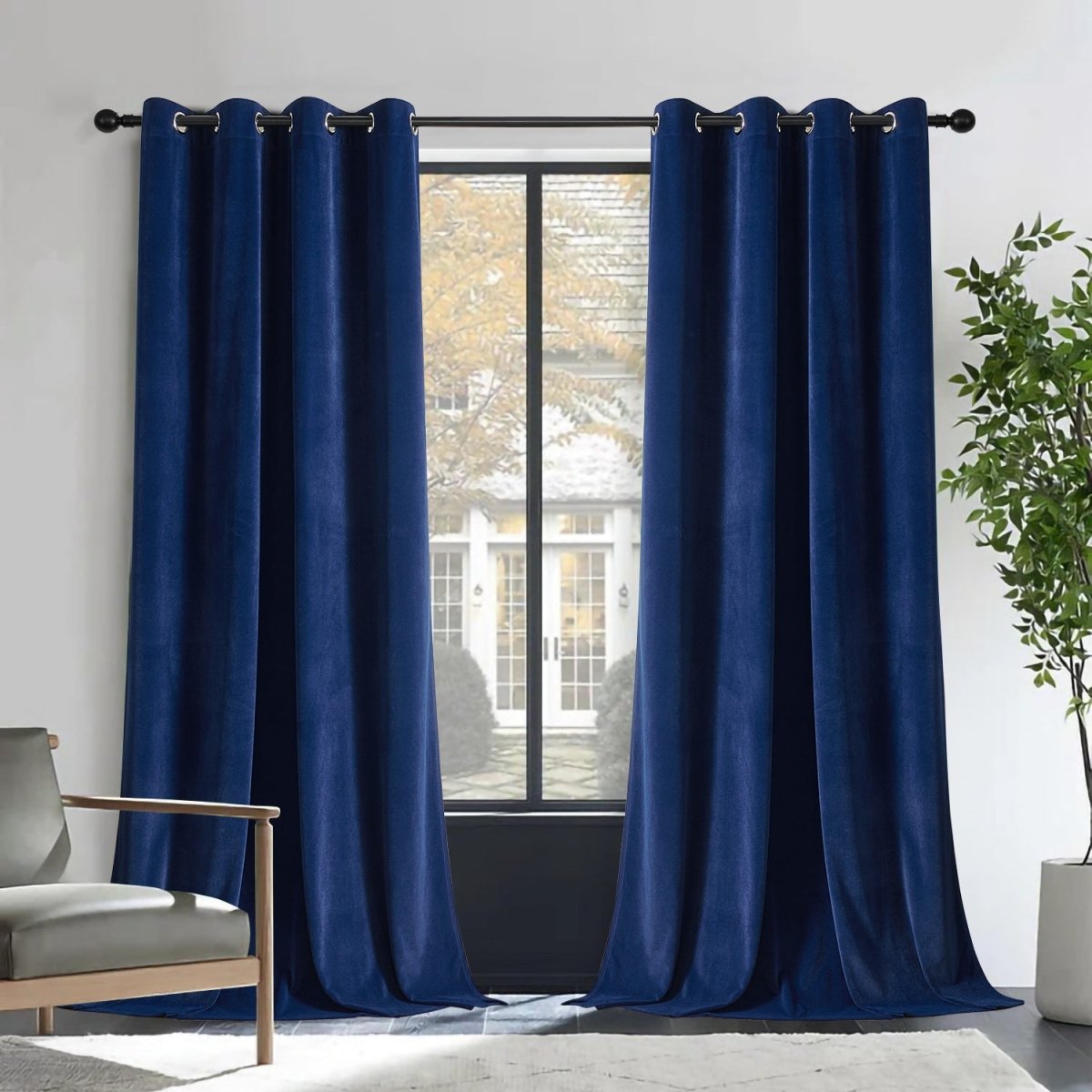 Ouoio Velvet Blackout Thermal Insulated Privacy Curtains - 2 Panels