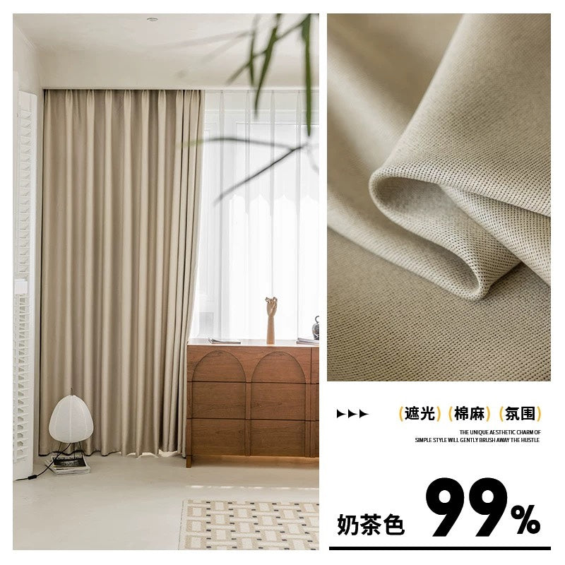 OUOIO Custom Blackout Linen Curtain