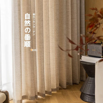 Heral Readymade Wooden Style Sheer Linen Curtain