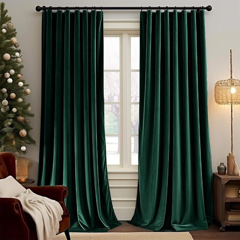 Hermesius Custom Velvet Blackout Curtain Pleated