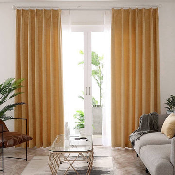 OUOIO Readymade Classic Cotton Blend Curtain Pleated