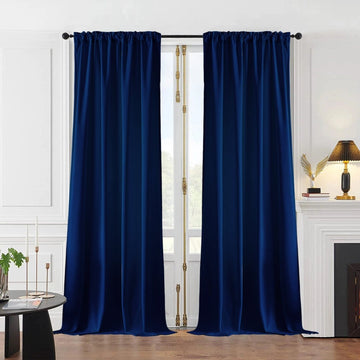 Ouoio Velvet Blackout Luxury Thermal Insulated Rod Pocket Curtains - 2 Panels