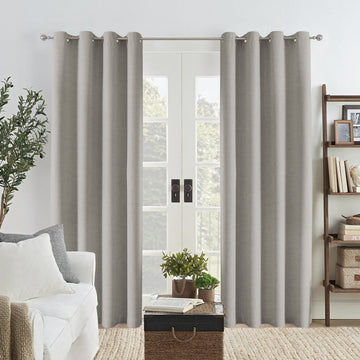 OUOIO Custom Linen Blackout Curtains Grommets Curtains