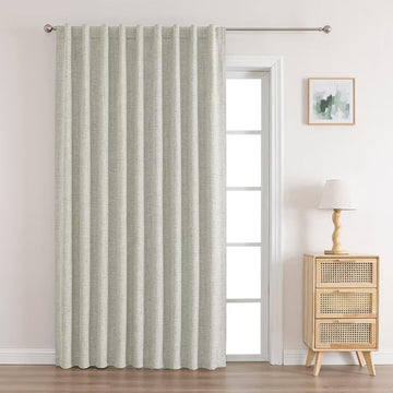 OUOIO 100% Blackout Beige Linen Curtains Long Natural Linen Drapes