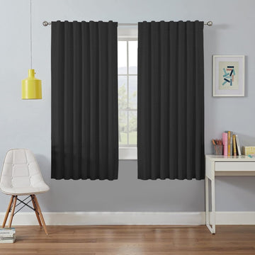 OUOIO 100% Blackout Curtains Black Long Curtains for Bedroom Living Room