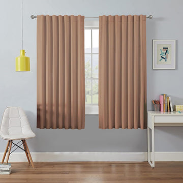 OUOIO 100% Blackout Curtains Cappuccino Long Curtains for Bedroom Living Room - 2 Panels Set Burg Room Darkening Black Out Curtains