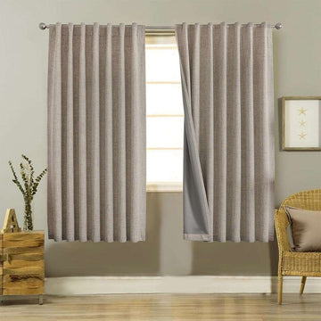 OUOIO 100% Blackout Linen Curtains for Living Room