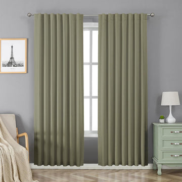 OUOIO 100% Blackout Curtains Olive Branch Long Curtains for Bedroom Living Room