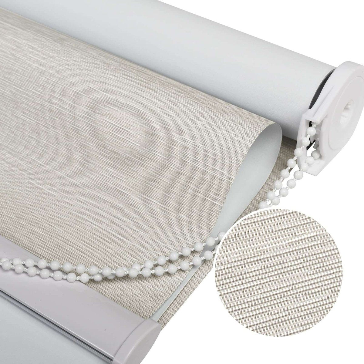 OUOIO Custom 100% Blackout Beige Roller Shade with Common Chain