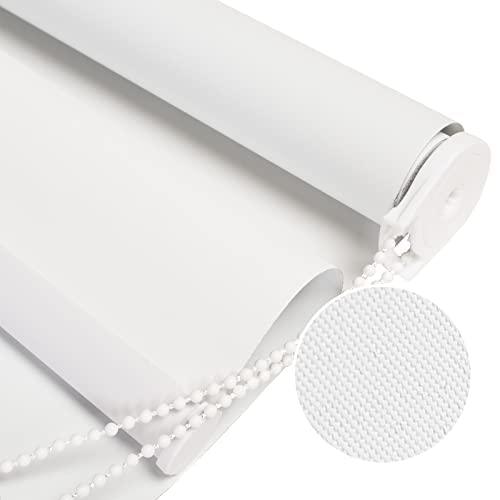 OUOIO Custom 100% Blackout White Roller Shade with Common Chain