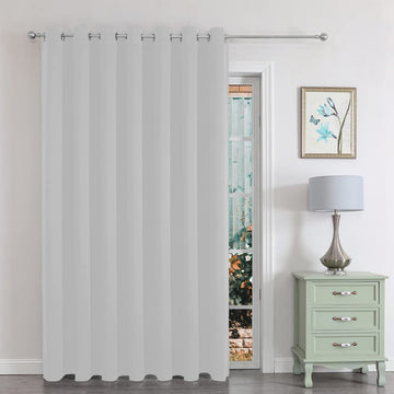 OUOIO Blackout Greyish White Curtains for Bedroom Closet Door