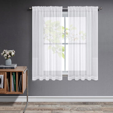 OUOIO Off White Sheer Curtains - 2 Panels, Rod Pocket