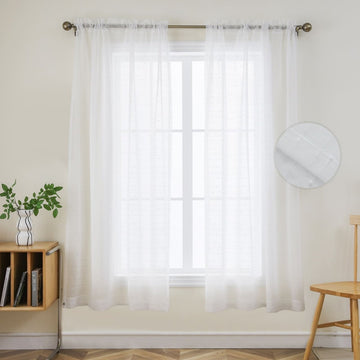 OUOIO White Sheer Curtains, Lightweight Semi Drape Panels